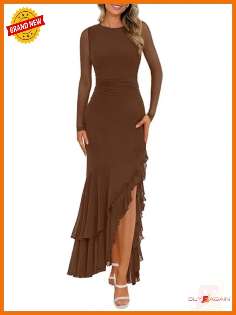 Women's Maxi Dress Long Sleeve Wedding Guest Cocktail Mermaid Formal